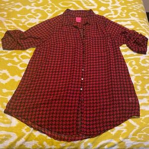 Torrid + Betsey Johnson sheer red houndstooth tunic